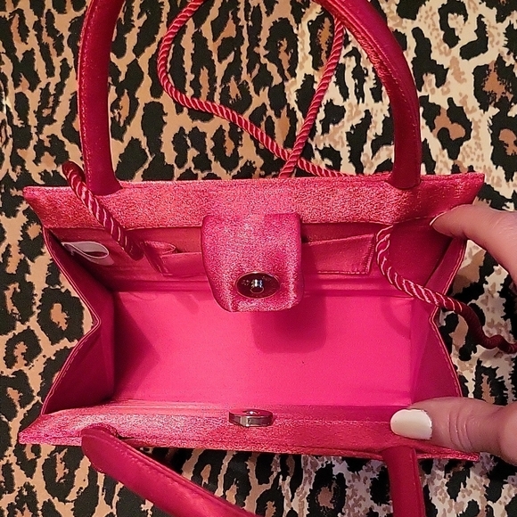 NEW Vibrant Red Satin Mini-Handbag with Tassel, 7.5" x 7.5" - Picture 3 of 12